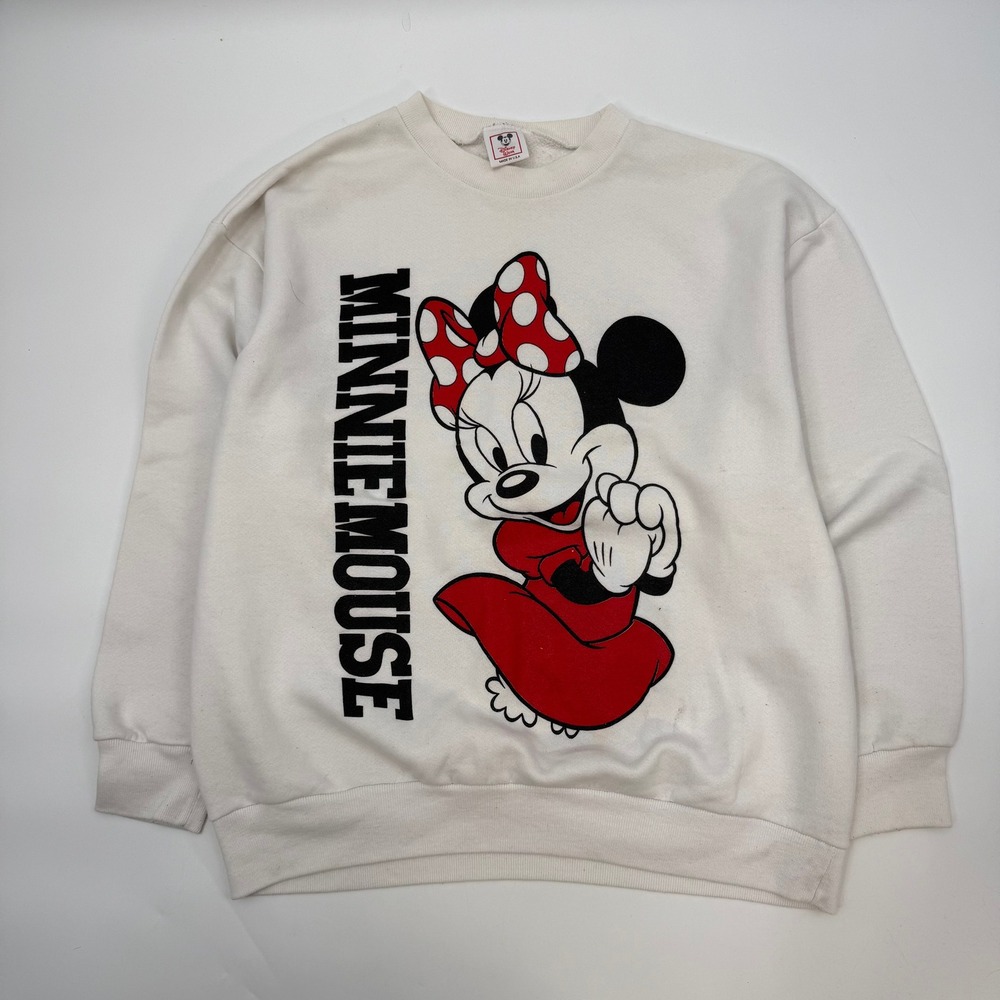 Disney Wear Women Size Large Sweatshirt White Vintage Minnie Mouse Graphic